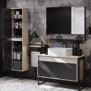 Шкаф-колонна Акватон Лофт Урбан дуб орегон/серый графит 1A248103LQX60